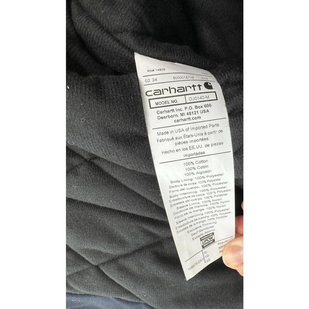 Carhartt Hooded Quilted Jacket Chore Coat Mens XL Dark Navy Vintage USA J0140 - Picture 5 of 6